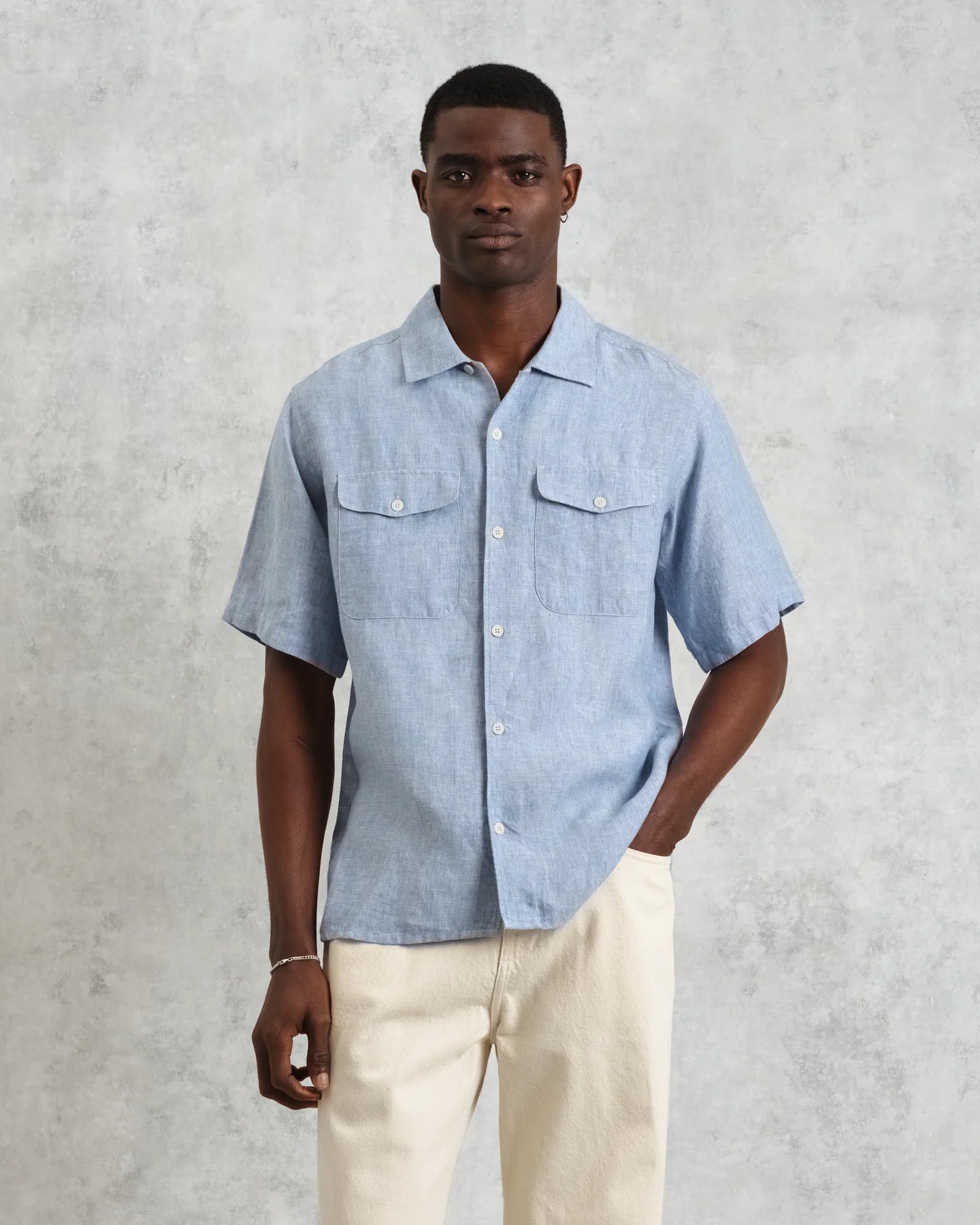 バートレットシャツ TWO TONE LINEN (BLUE)