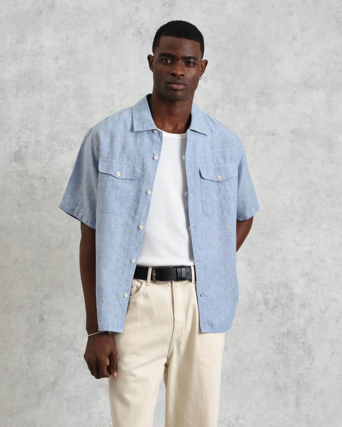 バートレットシャツ TWO TONE LINEN (BLUE)