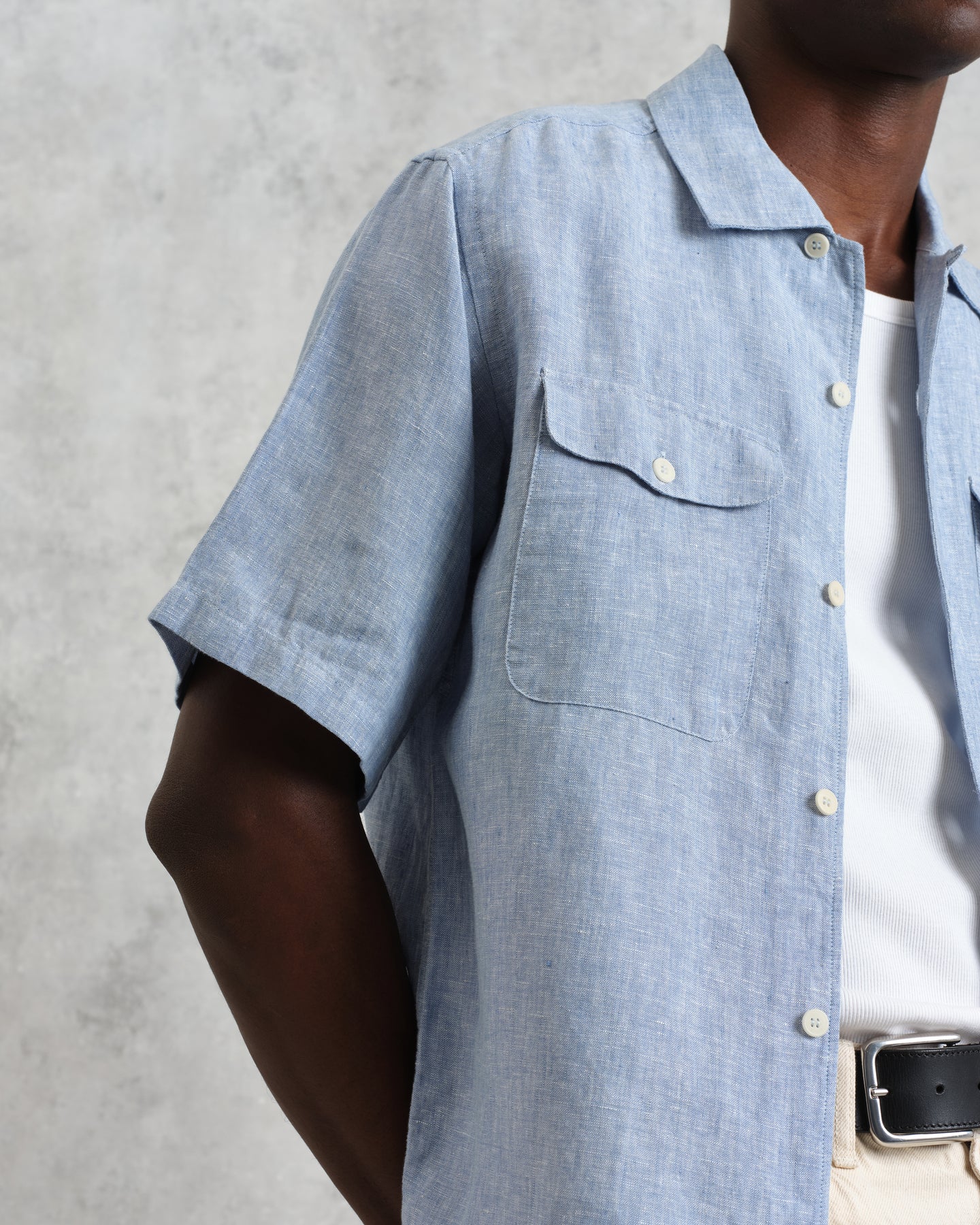 バートレットシャツ TWO TONE LINEN (BLUE)