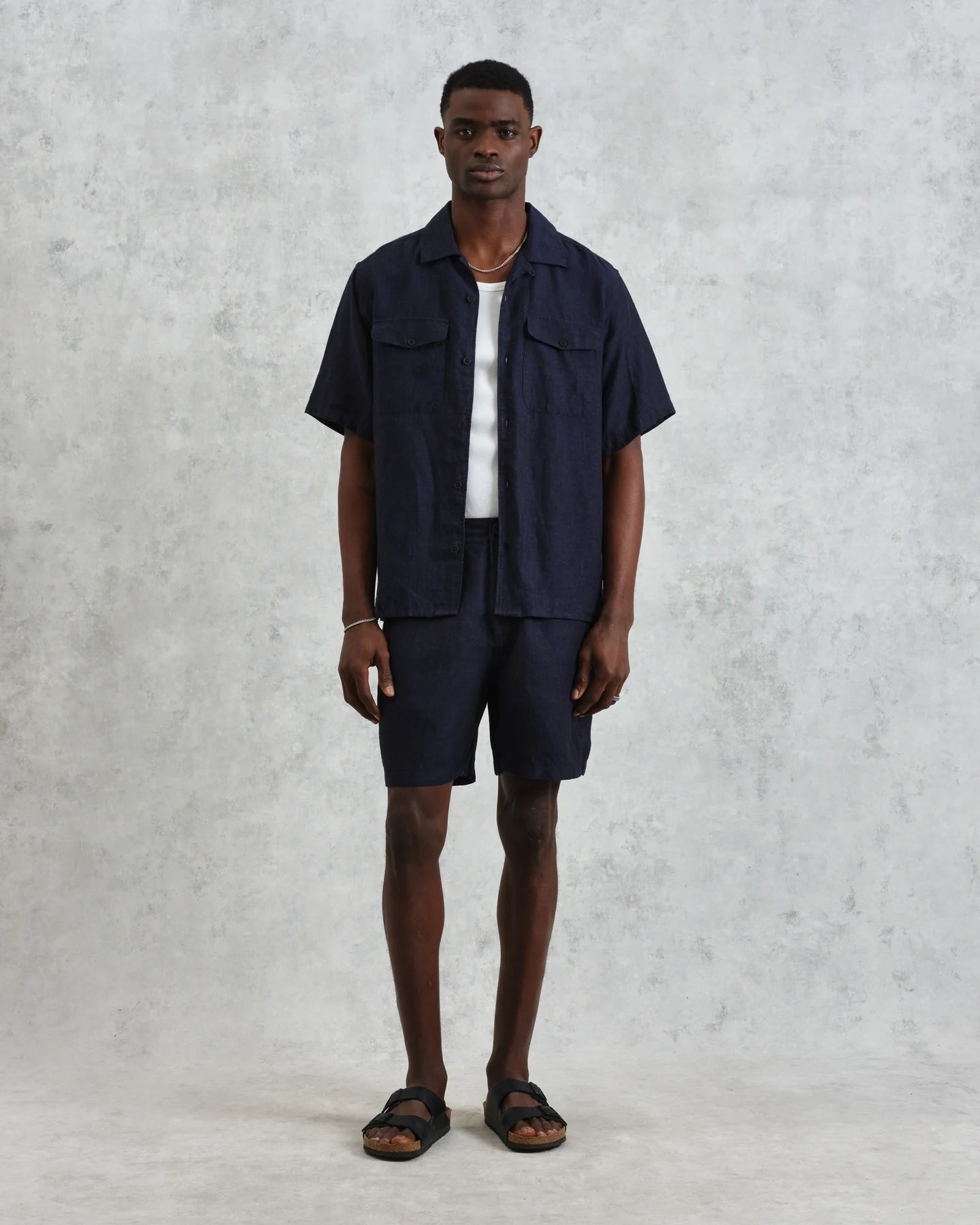 バートレットシャツ TWO TONE LINEN (NAVY)