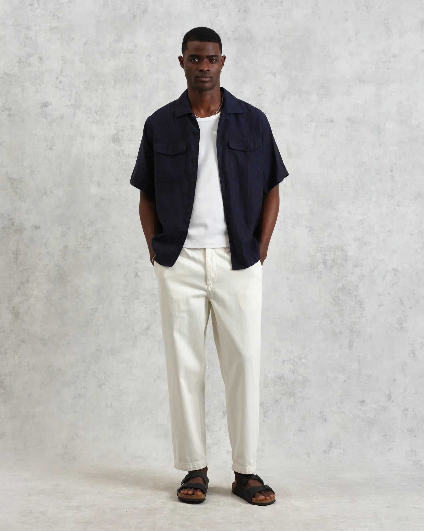 バートレットシャツ TWO TONE LINEN (NAVY)