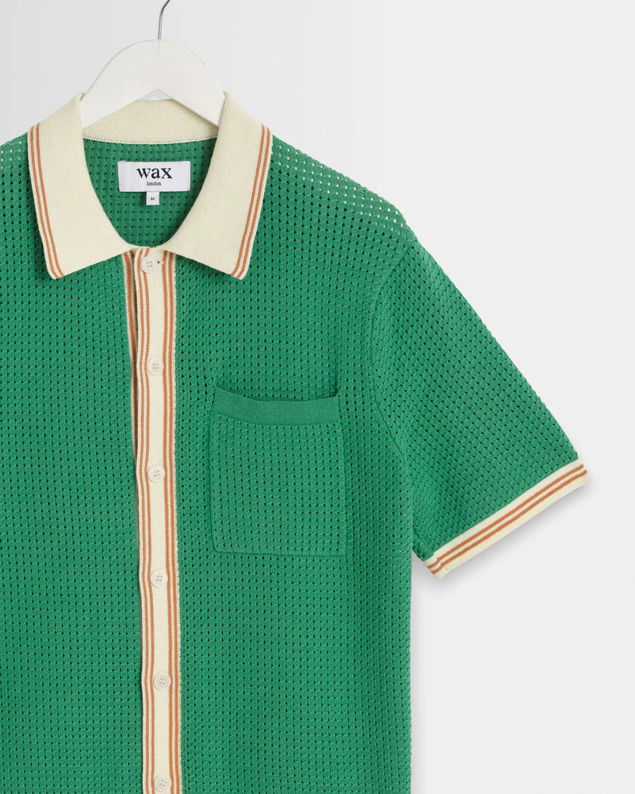 ベルシャツ TIPPED POINTELLE (GREEN/ECRU)