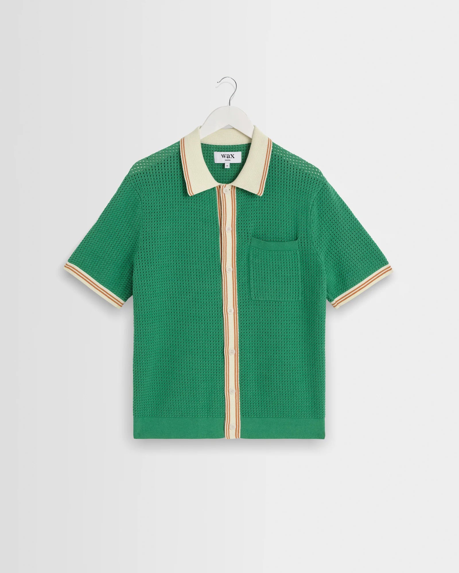 ベルシャツ TIPPED POINTELLE (GREEN/ECRU)｜Wax London ワックスロンドン