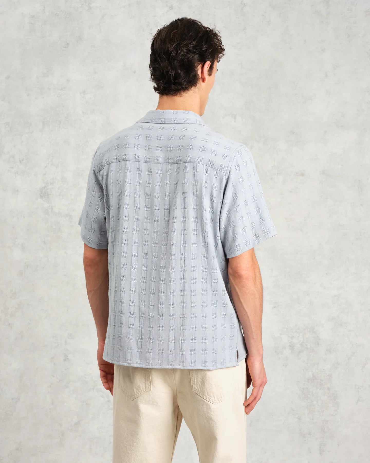 ディドコットシャツ OPEN WEAVE GRID (PALE BLUE)