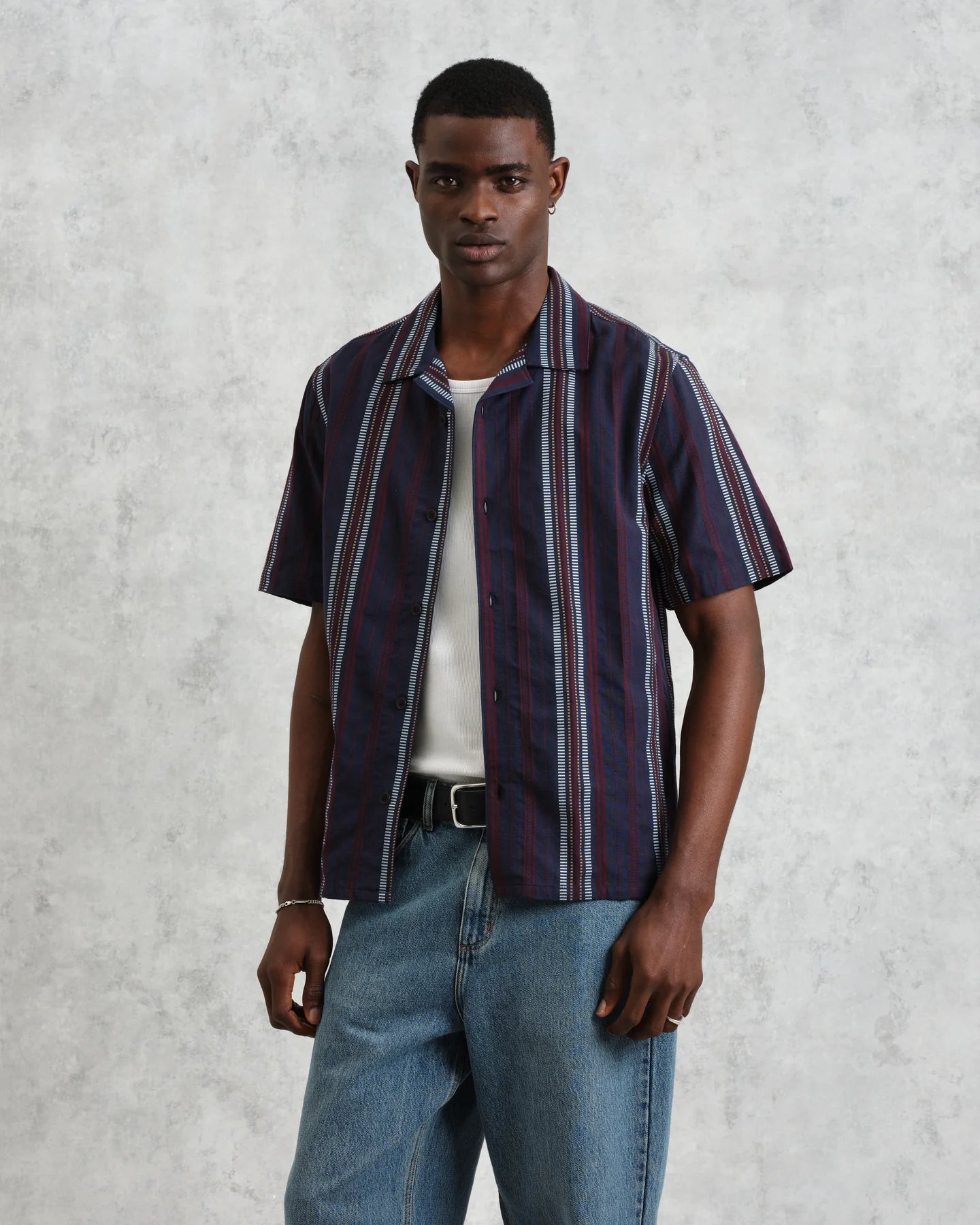 ディドコットシャツ COTTON DOBBY STRIPE (NAVY/MULTI)