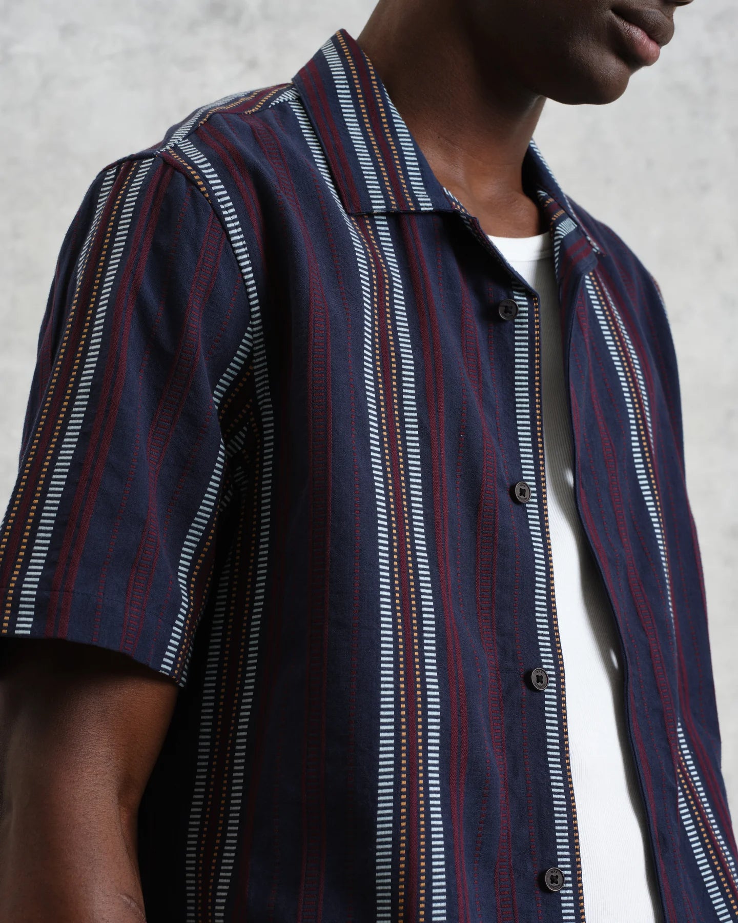 ディドコットシャツ COTTON DOBBY STRIPE (NAVY/MULTI)