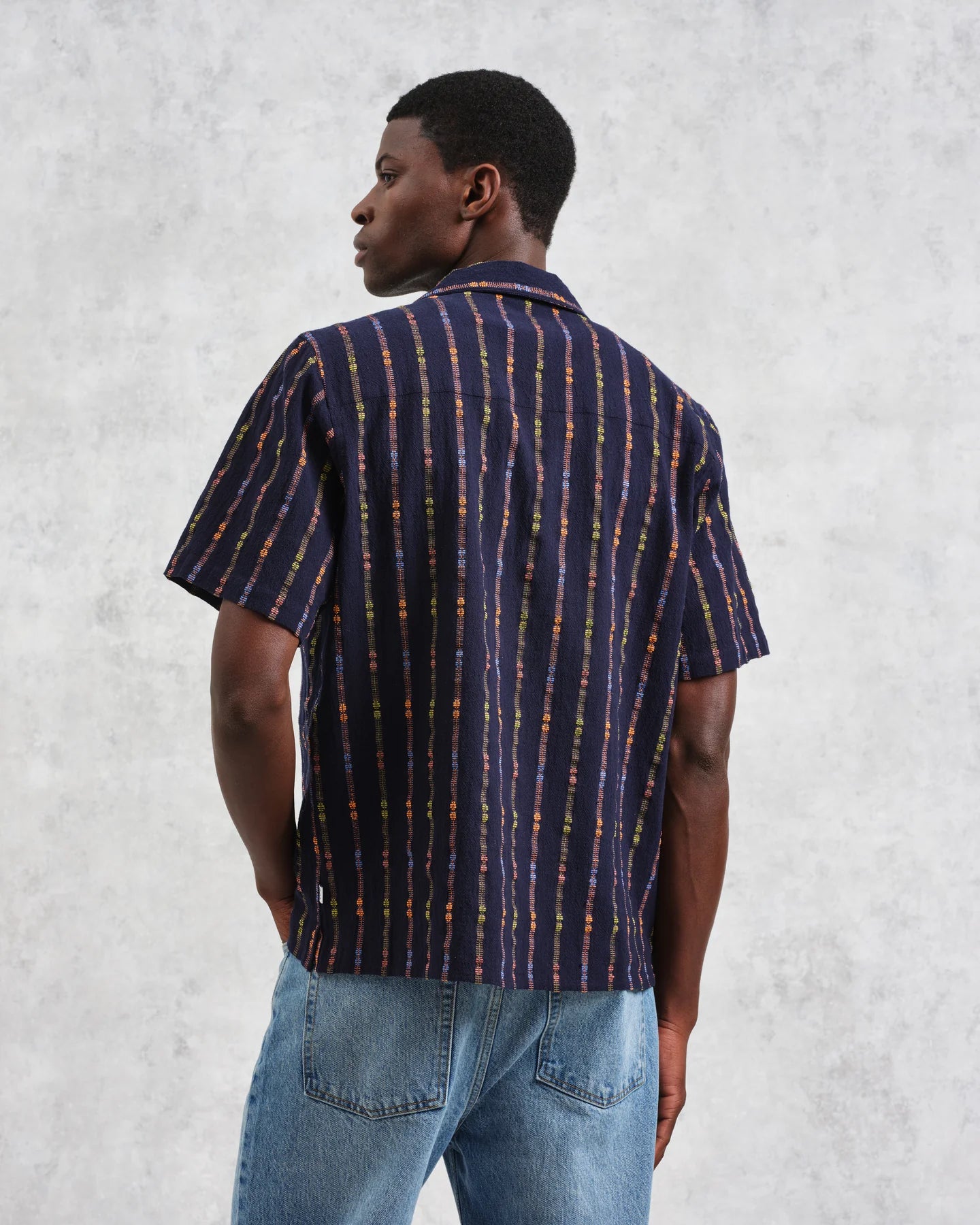 ディドコットシャツ MULTI LOOM STRIPE (NAVY/ORANGE)