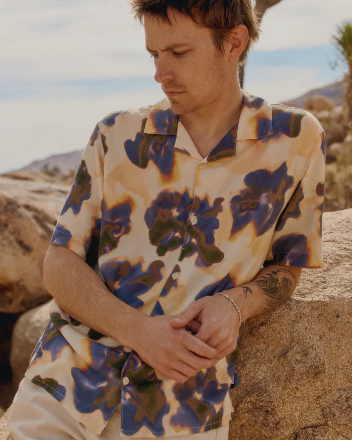 ディドコットシャツ BLUR FLORAL (PEACH/BLUE)