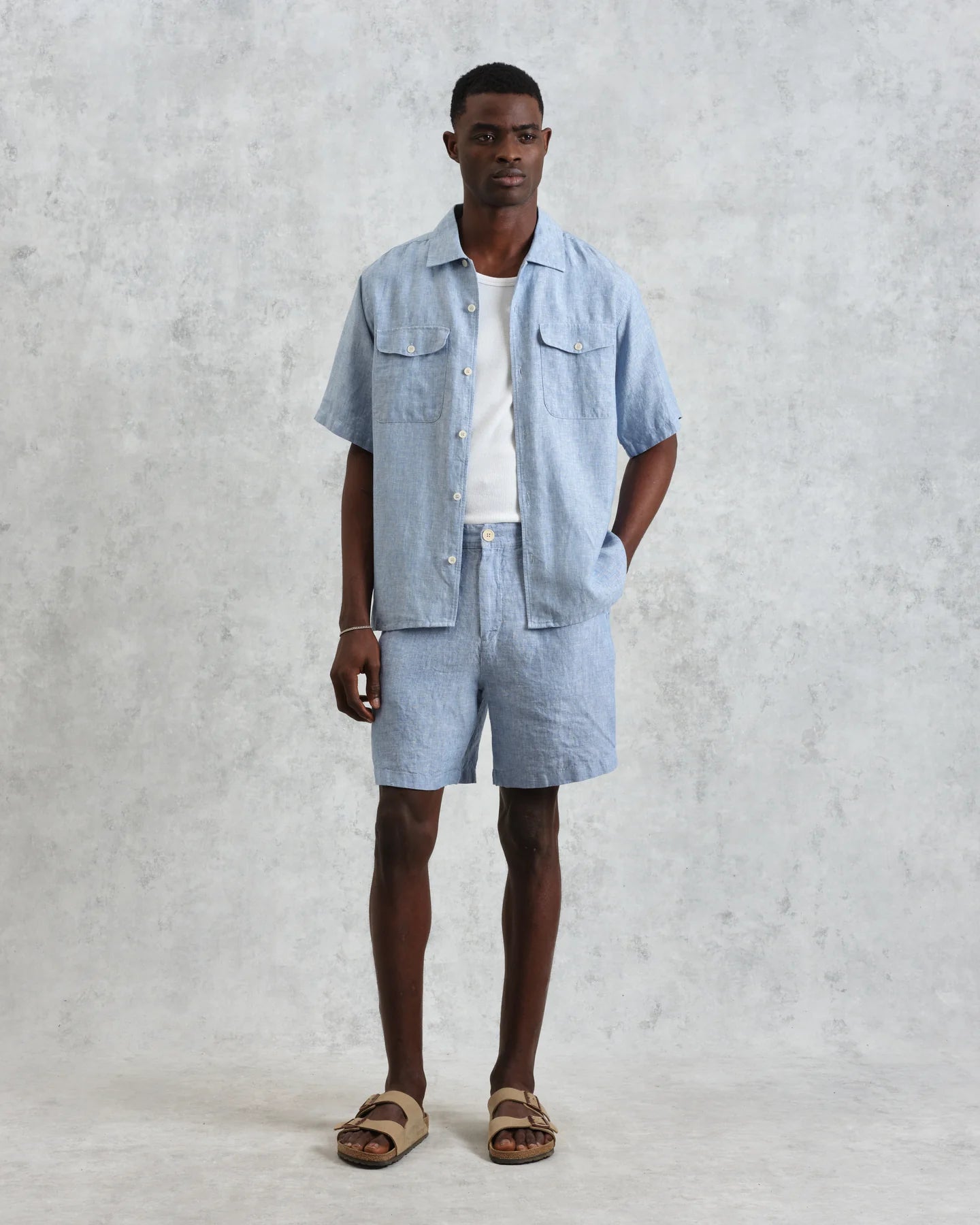 カートショーツ TOW TONE LINEN (BLUE) - グリニッジ オンラインストア