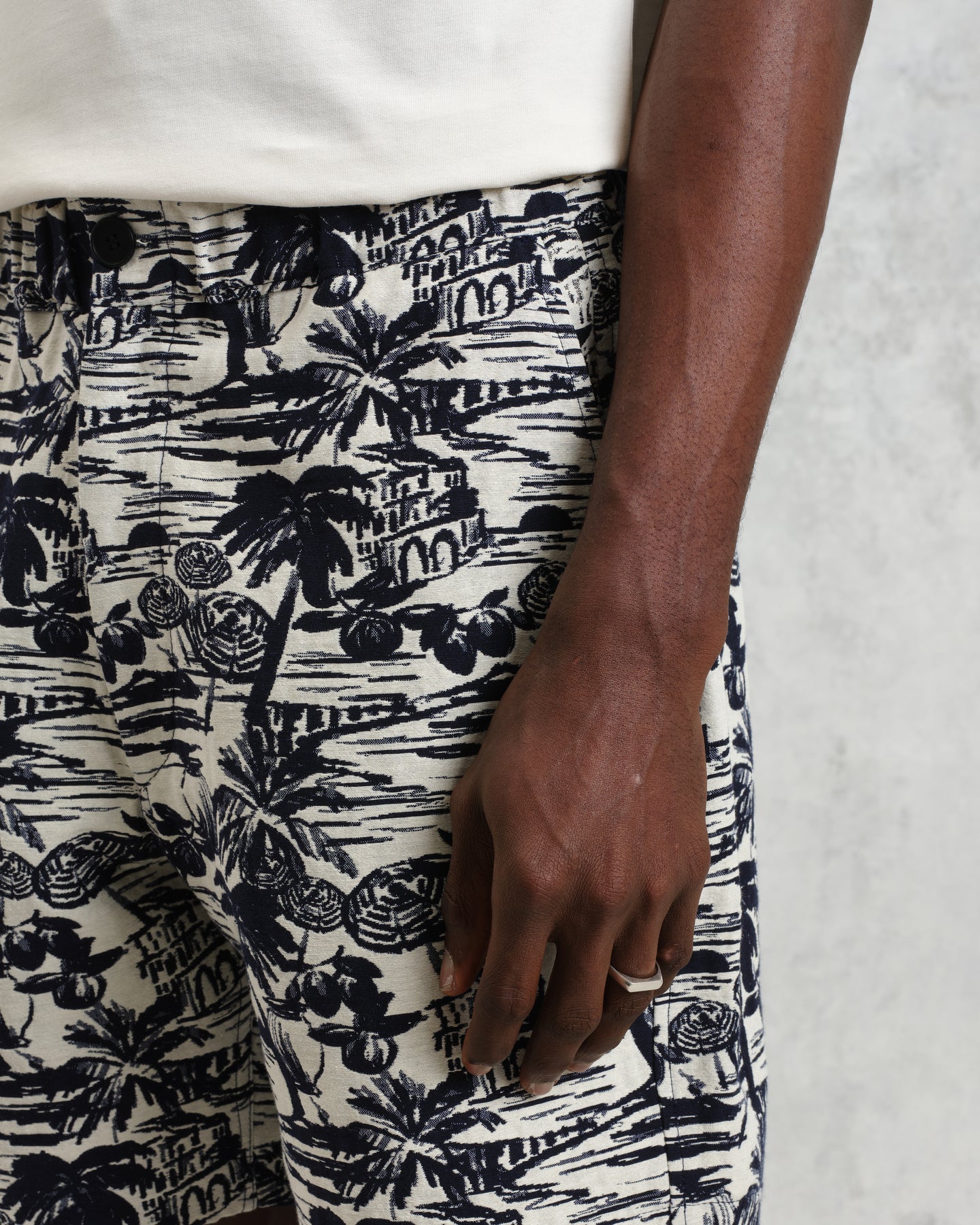 カートショーツ BEACH SCENE JACQUARD (NAVY/ECRU) - グリニッジ オンラインストア