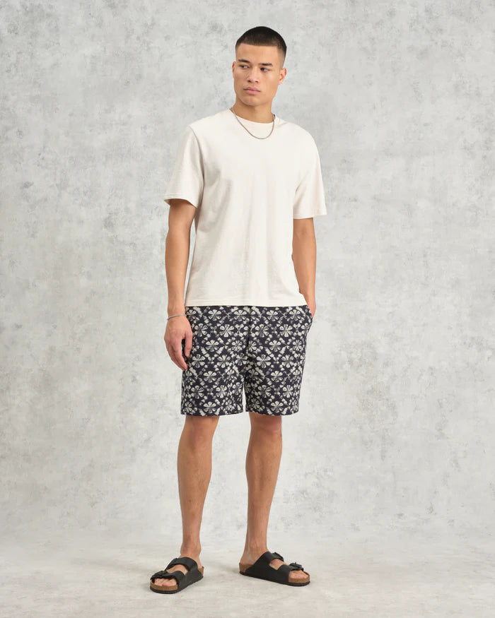 カートショーツ FLOWER STAMP JCQUARD (NAVY/ECRU)