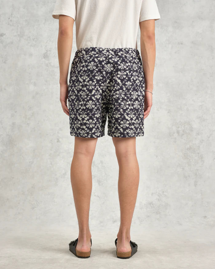 カートショーツ FLOWER STAMP JCQUARD (NAVY/ECRU)