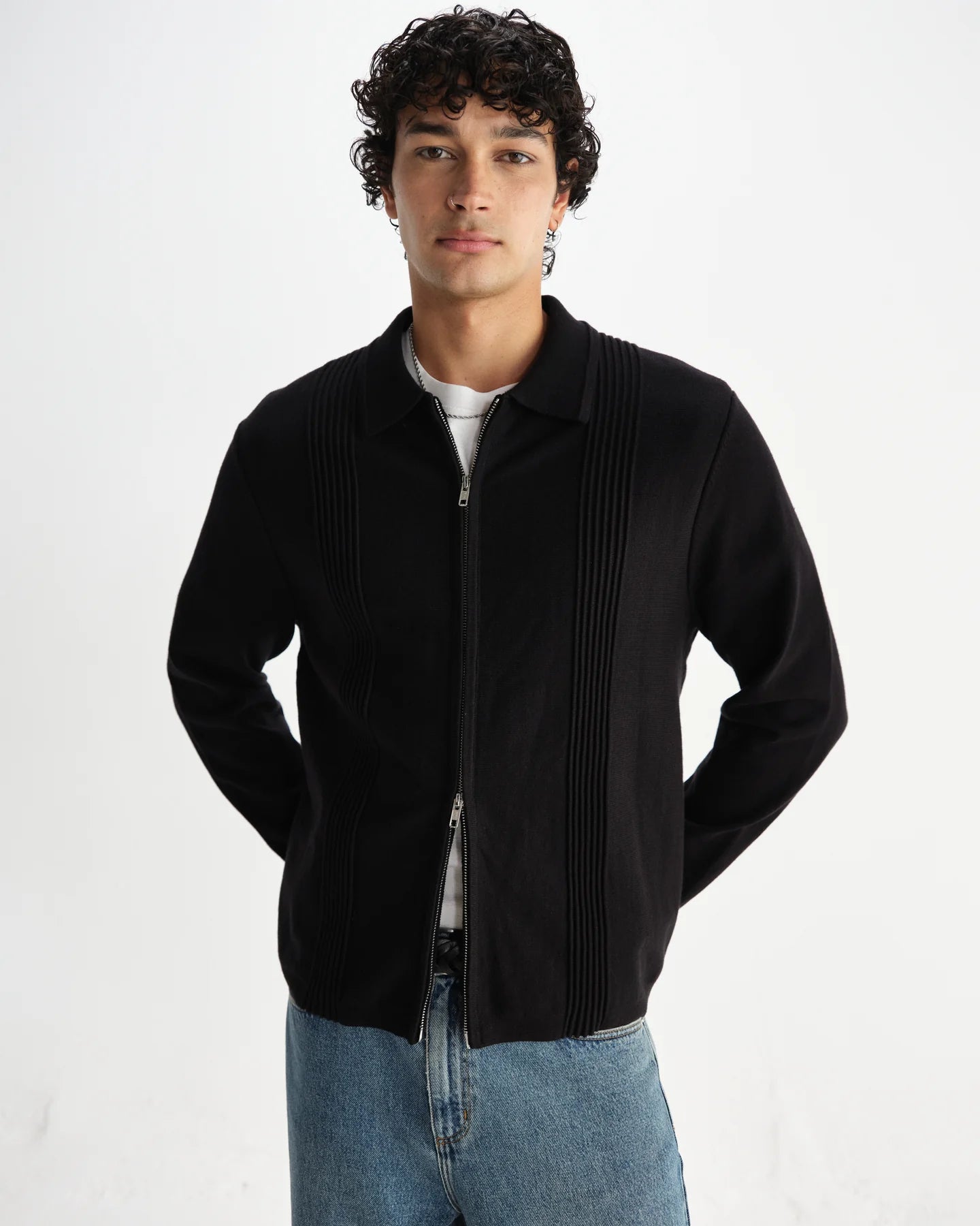 レノックスジップ MILANO RIPPLE STRIPE (BLACK)