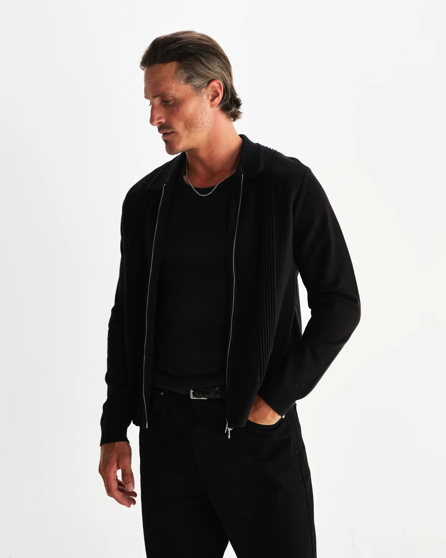 レノックスジップ MILANO RIPPLE STRIPE (BLACK)