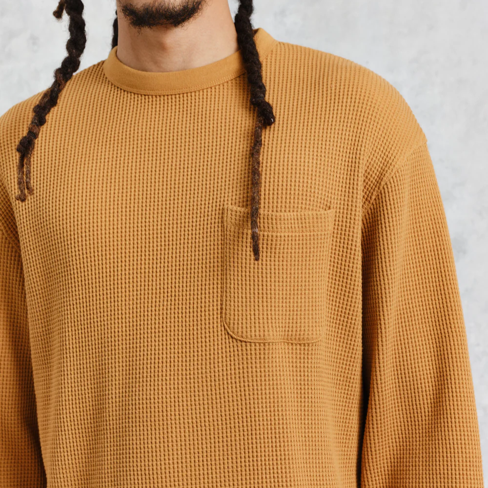 ムーア ロングスリーブTシャツ ヘビーワッフル (MUSTARD) TEE-MOR-BLF-MRD ワックスロンドンwax london