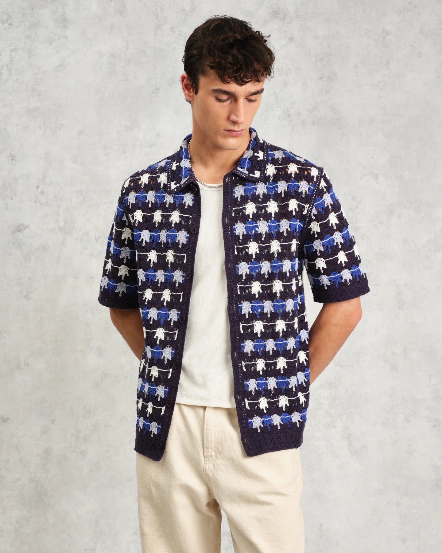 ポルトシャツ SPLASH CROCHET ( Navy )