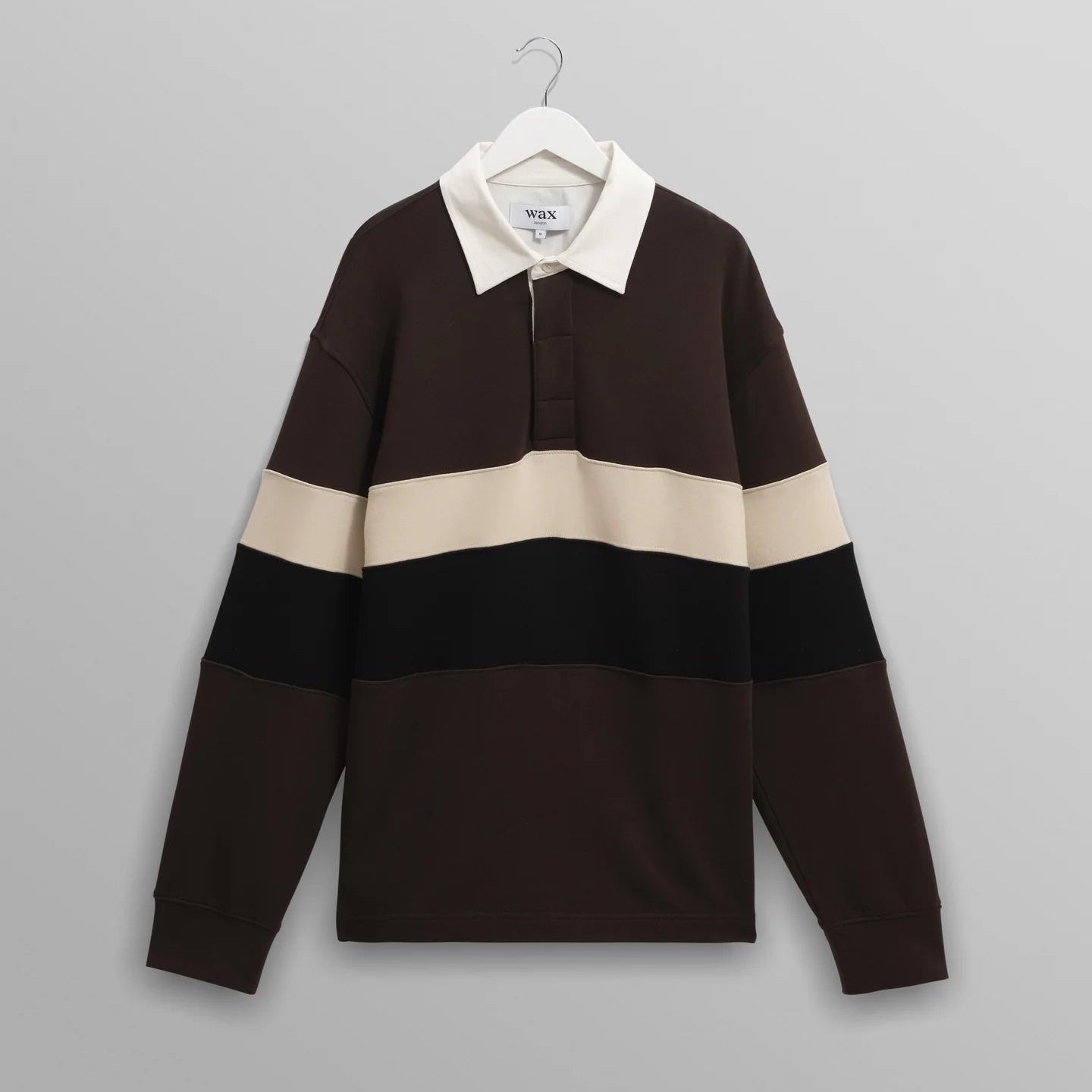 ラガーシャツ PANELLED LOOPBACK (BROWN/BLACK)【ワックスロンドン日本 ラガーシャツ PANELLED LOOPBACK (BROWN/BLACK)【ワックスロンドン日本