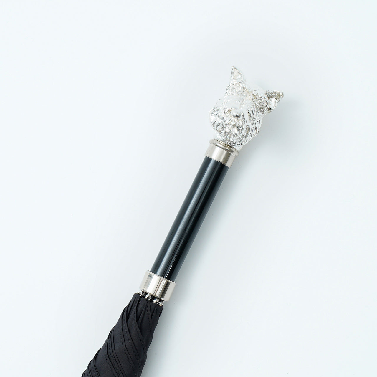 GT27 Silver Plated Animal Head Handles | 長傘 | アニマルヘッド | シルバーメッキ | 晴雨兼用傘 (SCHNAUZER-099 BLACK)