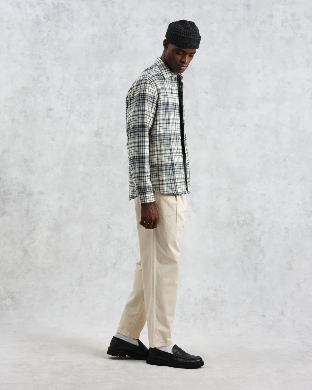 シェリーシャツ フランネル (NAVY/ GREEN) SHT-SHL-BJA-NGN ワックスロンドンwax london