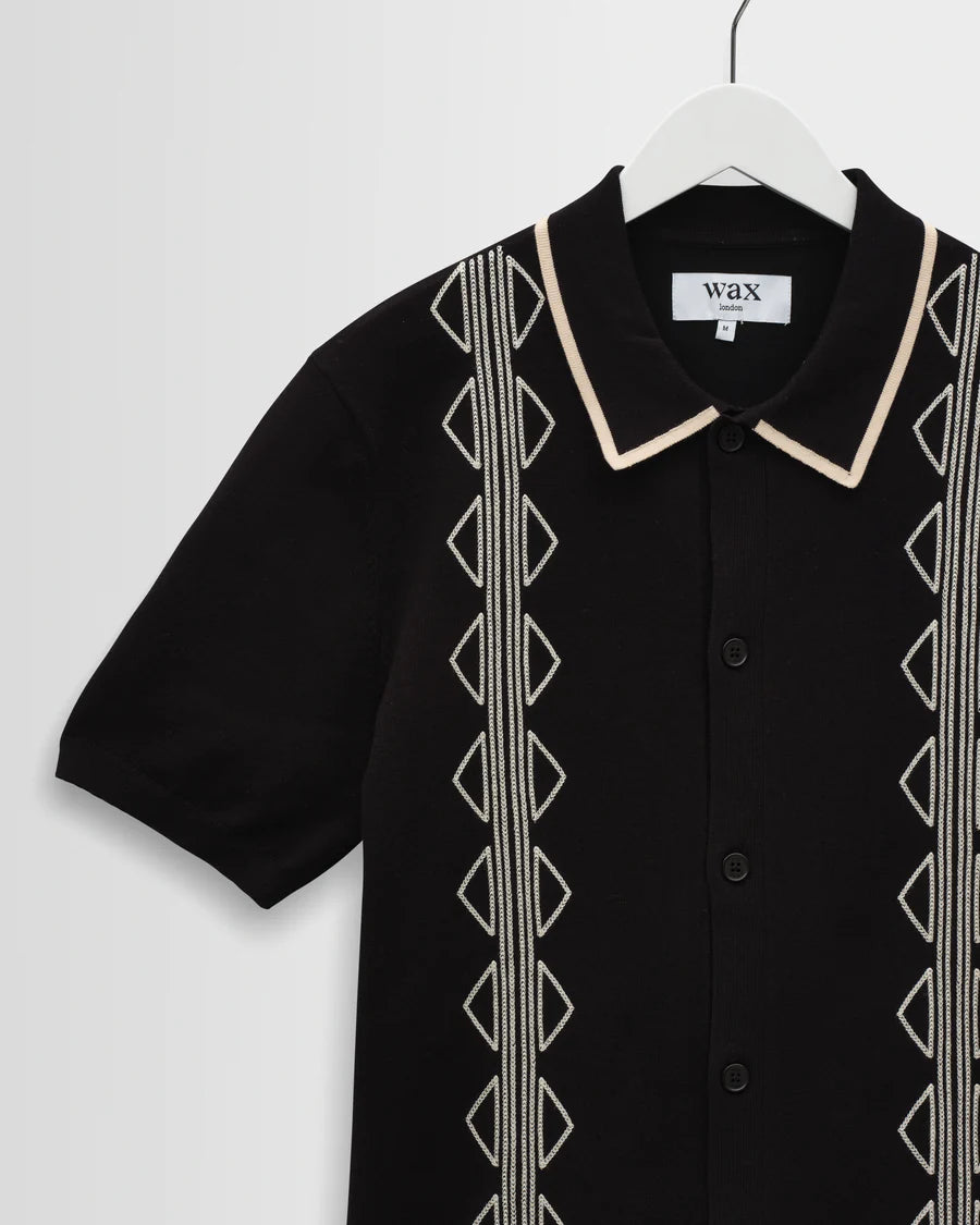 テラーロシャツ RETRO EMBROIDERY (BLACK/ECRU)