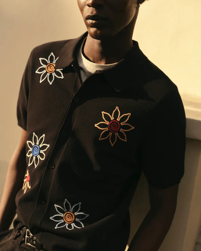 テラーロシャツ FLORAL EMBROIDERY (BLACK/MULTI)