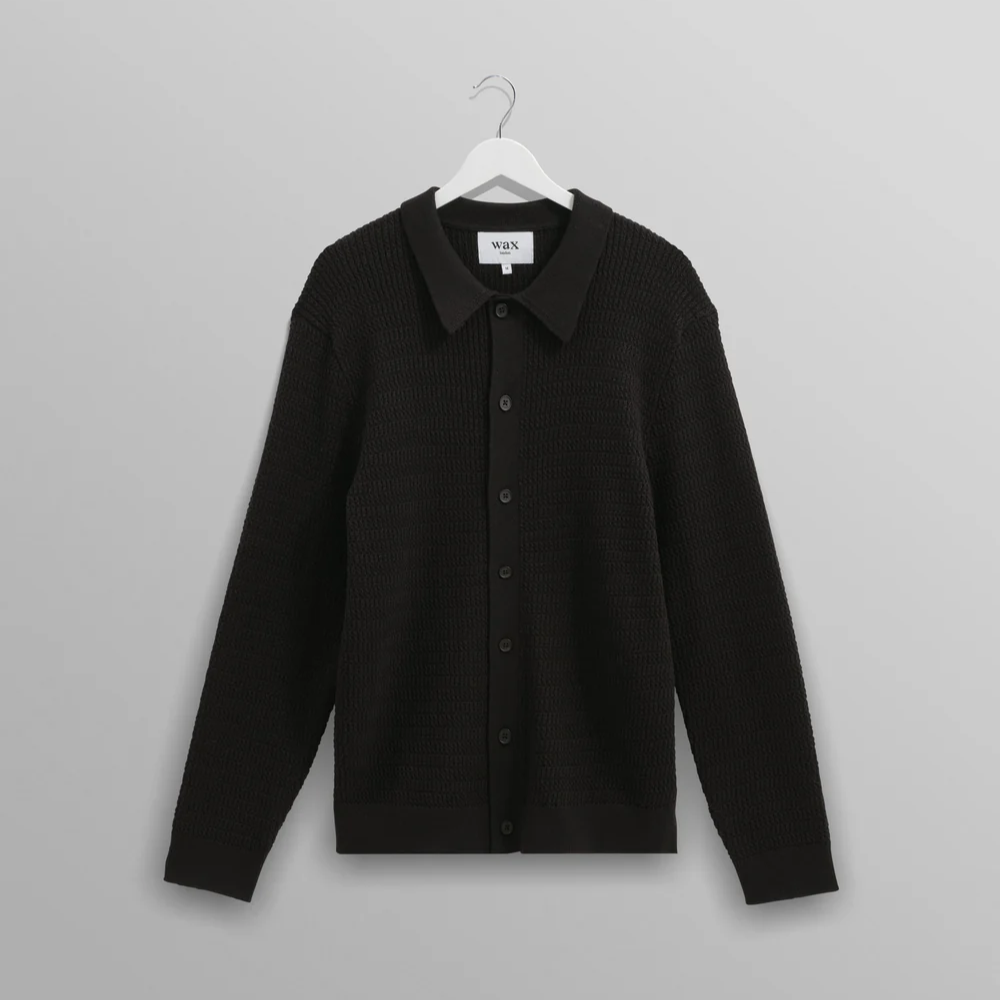 トリスタン ロングスリーブシャツ ミニケーブルステッチ (BLACK)