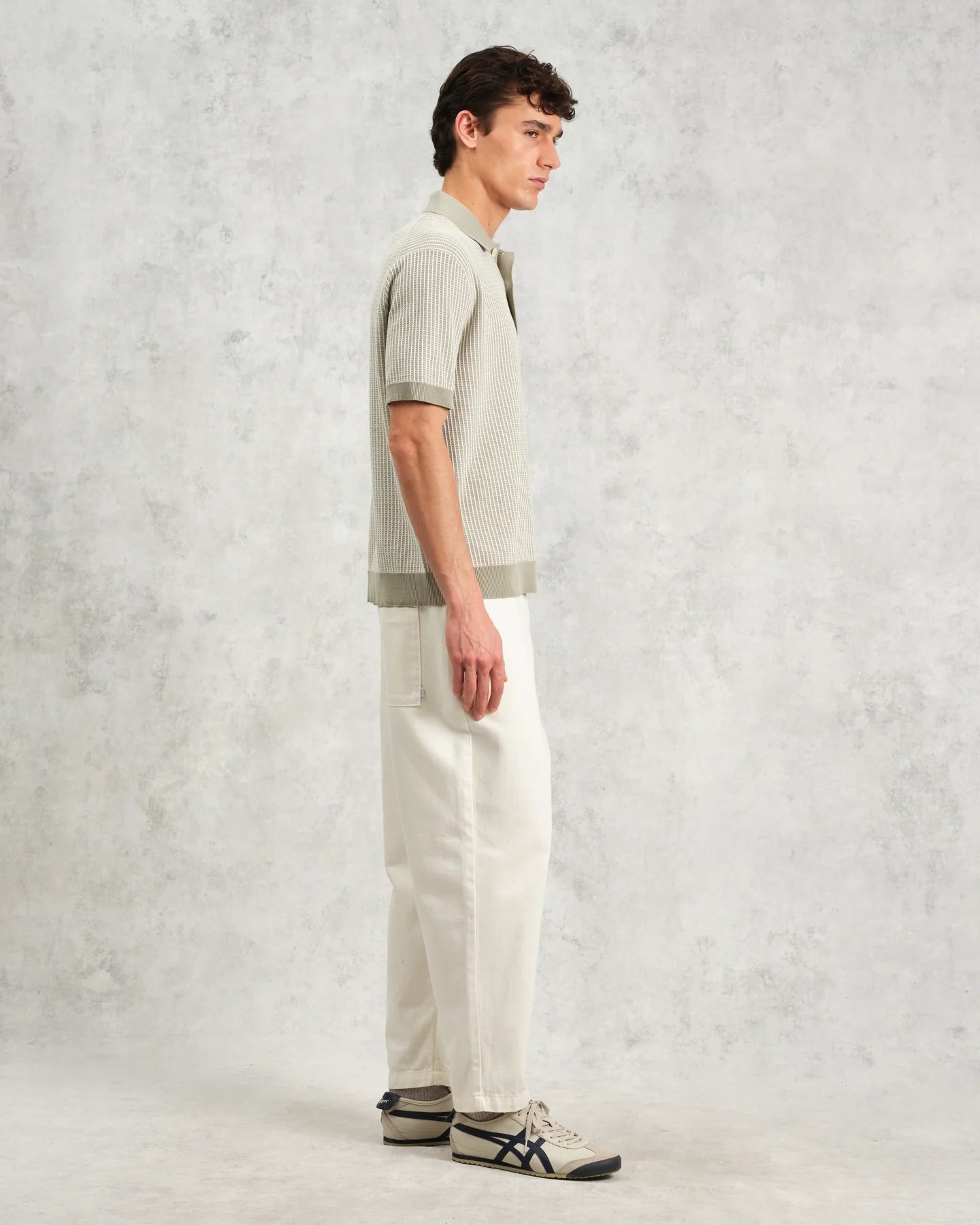ポロシャツ LADDER STRIPE (LIGHT KHAKI)