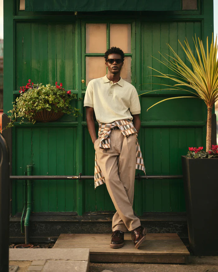 ポロシャツ LADDER STRIPE (LIGHT KHAKI)