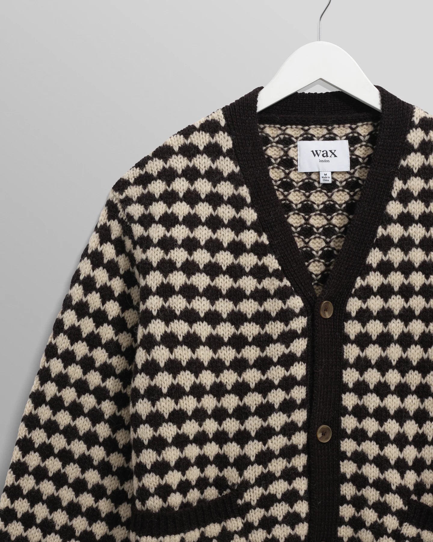 ウォーカーカーディガン BUBBLE KNIT (BLACK/ECRU)