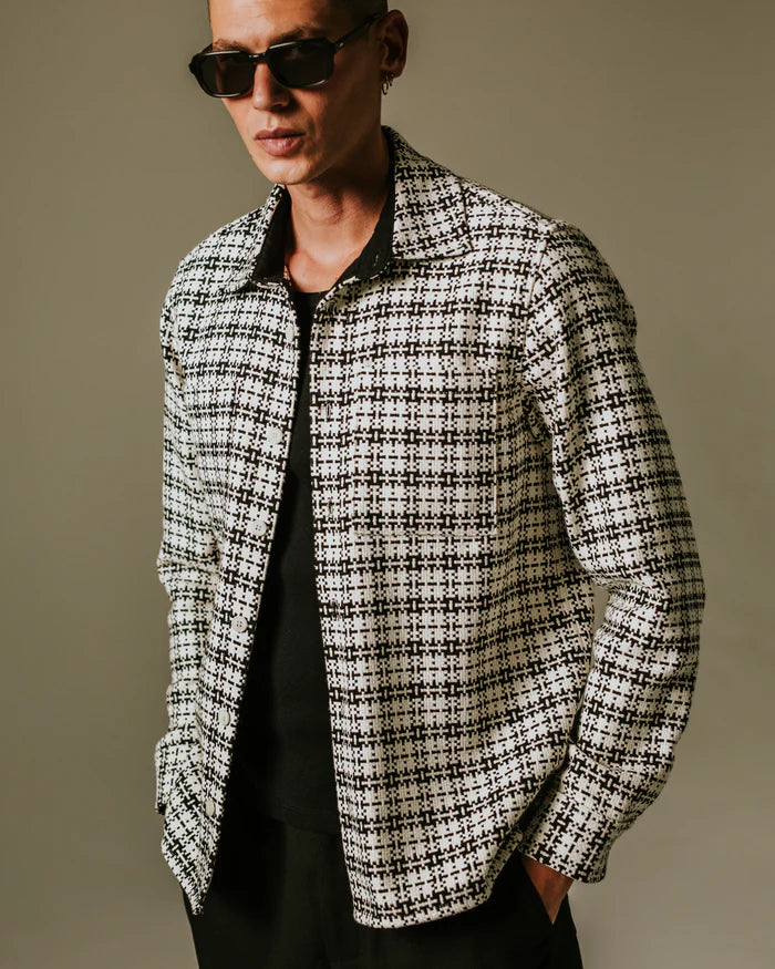 オーバーシャツ YARD CHECK (BLACK/ECRU) Whiting Overshirt