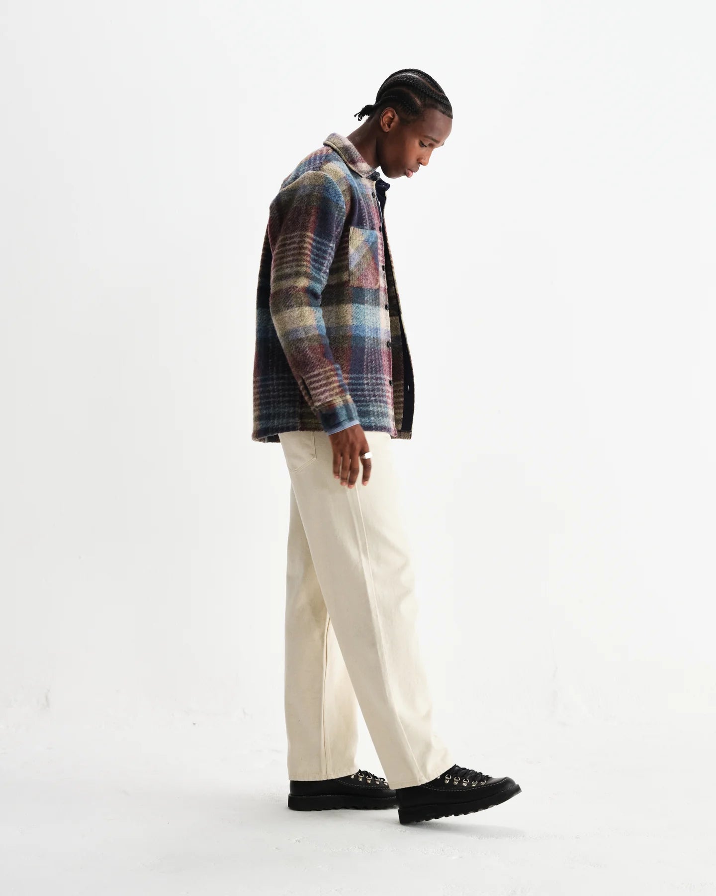 オーバーシャツ WOOL BLEND CHECK (BLUE/MULTI)