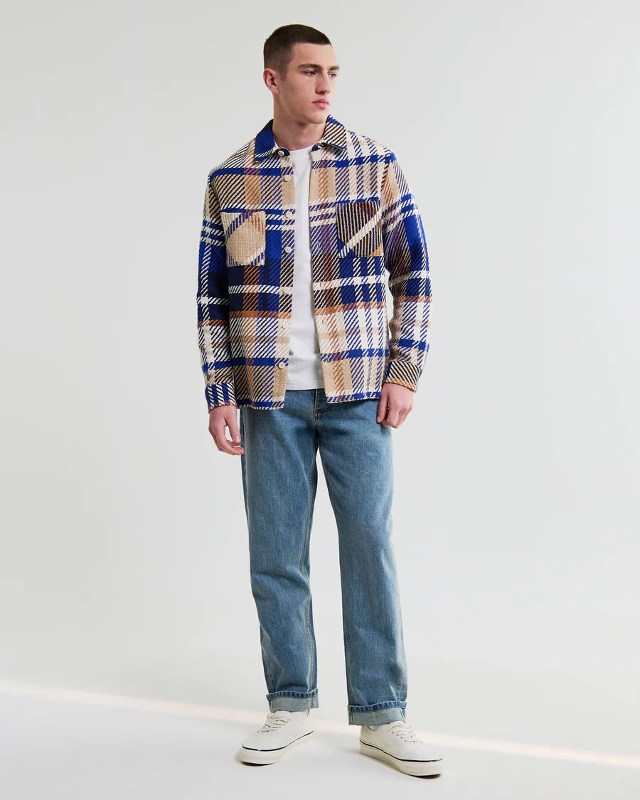 オーバーシャツ BOLD CHECK (BLUE/TAN)