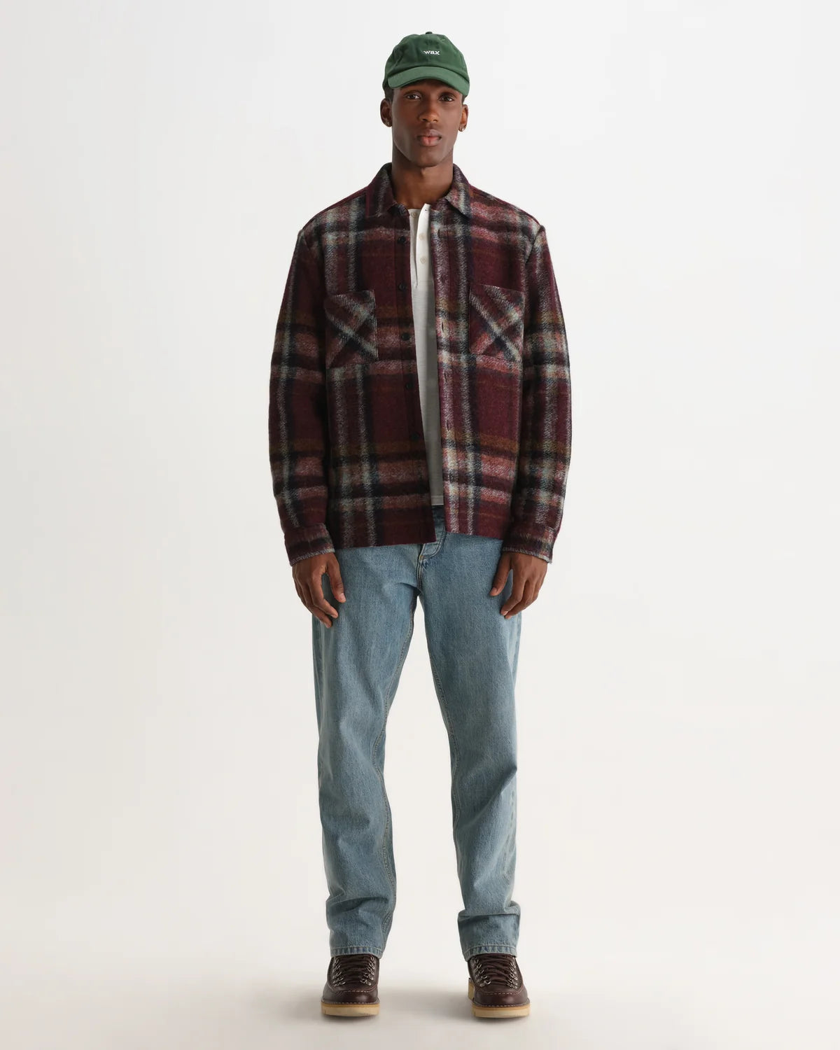 オーバーシャツ LEX WOOL BLEND CHECK (BURGUNDY/MULTI)