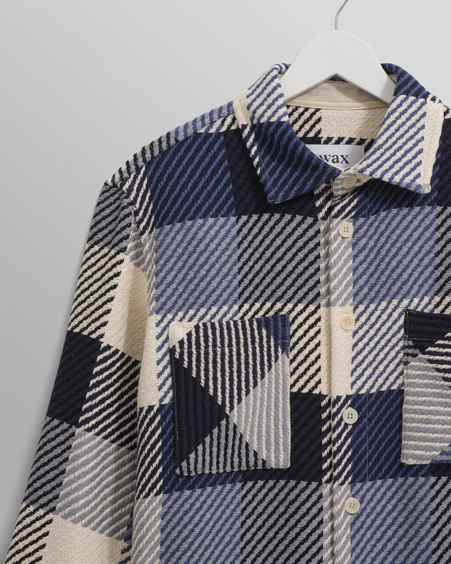 オーバーシャツ BLOCK CHECK (NAVY/ECRU) Whiting Overshirt