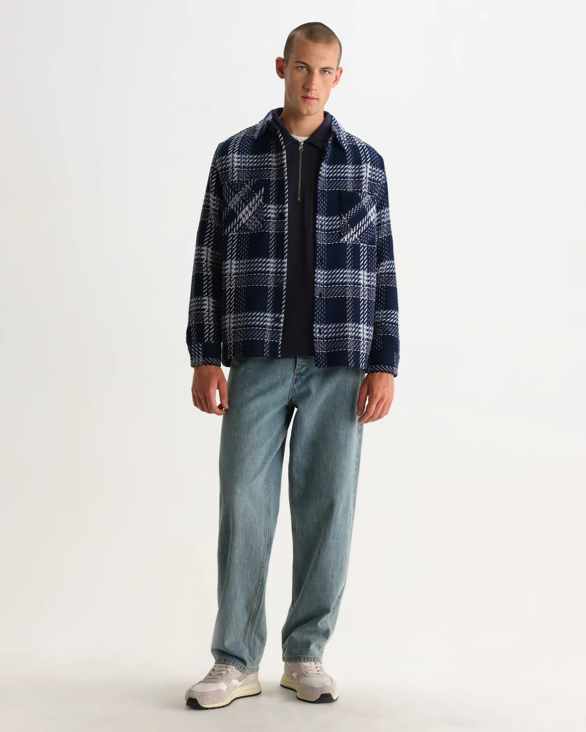 オーバーシャツ PLAID WEAVE (NAVY/ECRU)