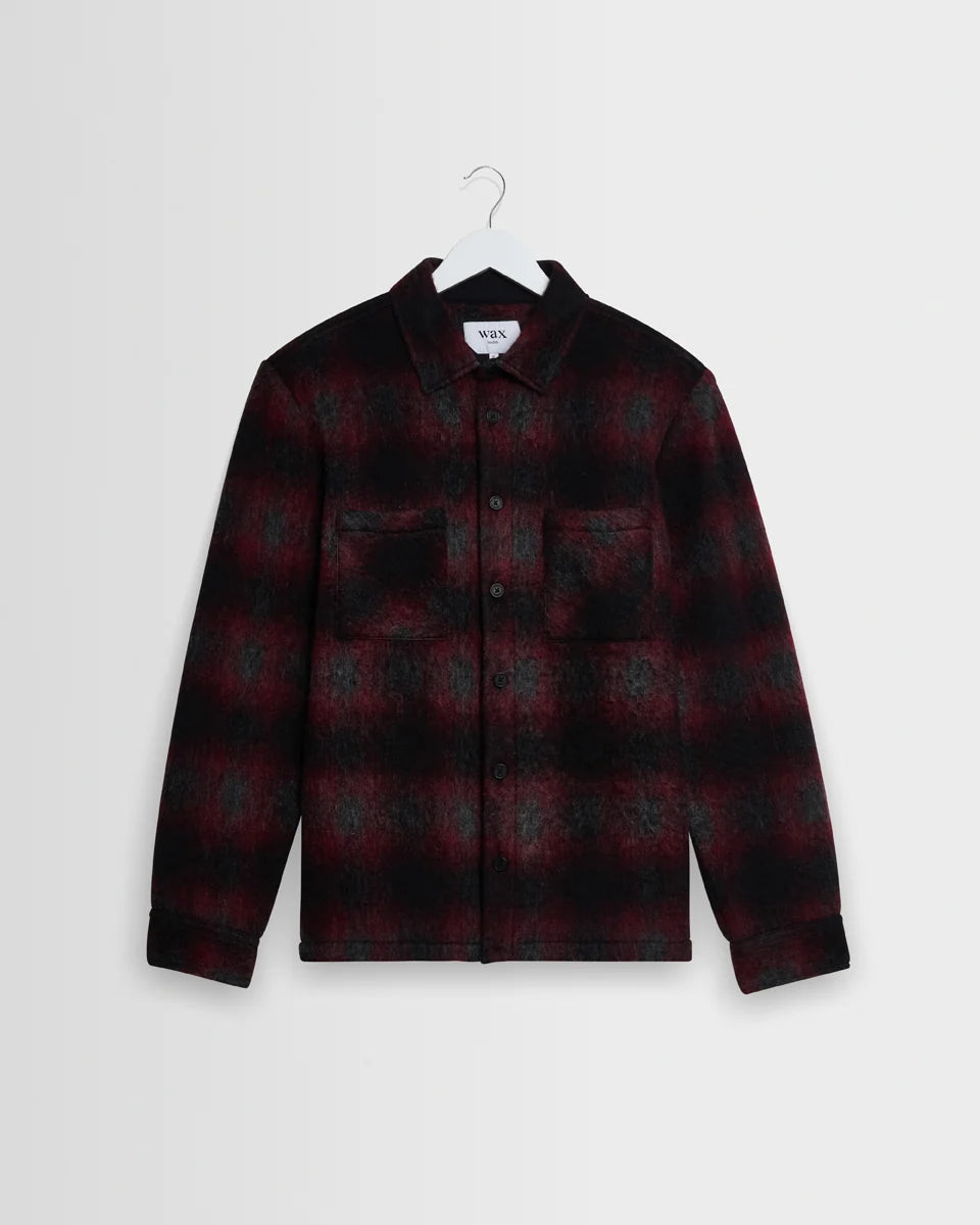 オーバーシャツ ELM WOOL BLEND CHECK (RED/BLACK)