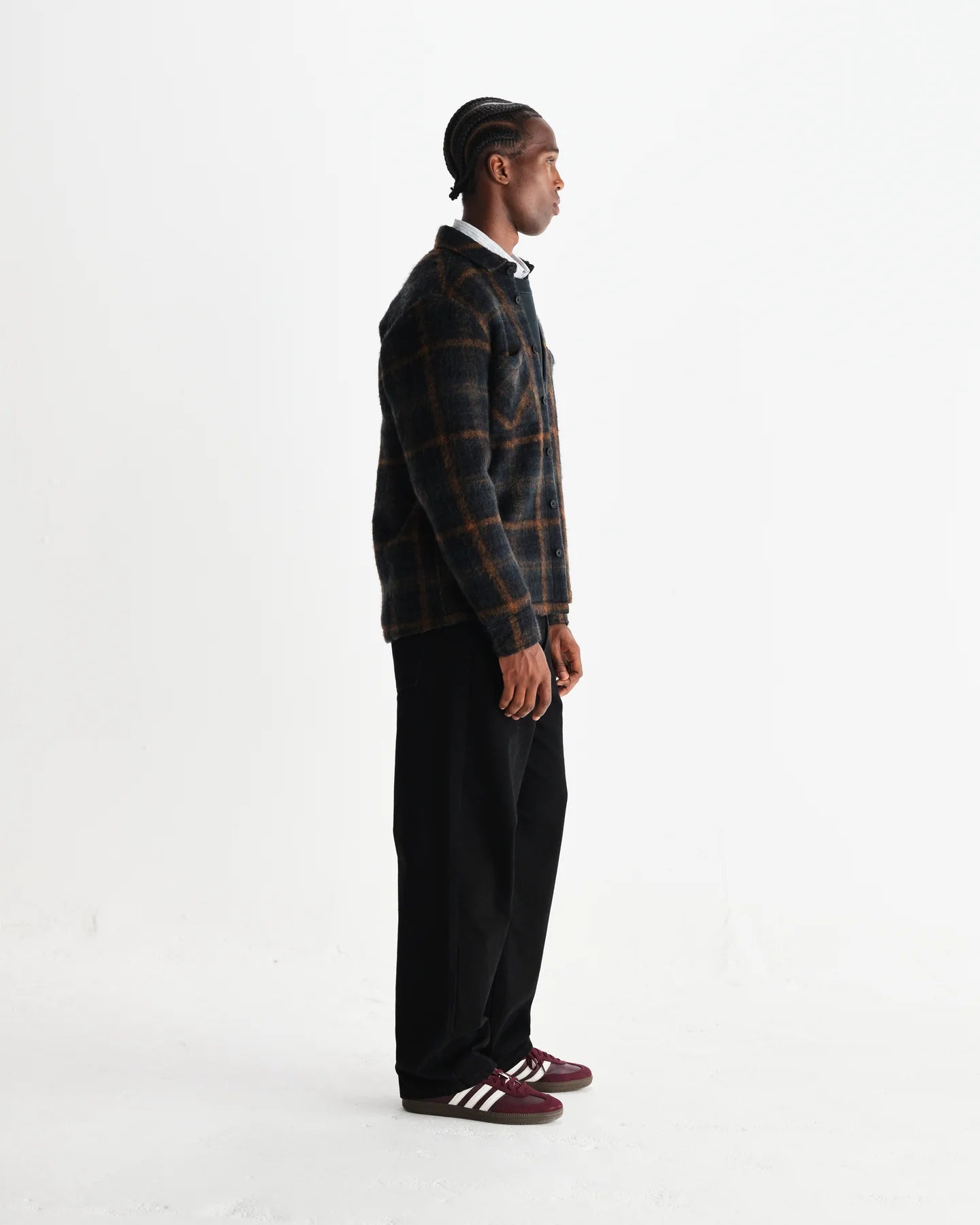 オーバーシャツ DRAWN CHECK (TEAL/ORANGE)