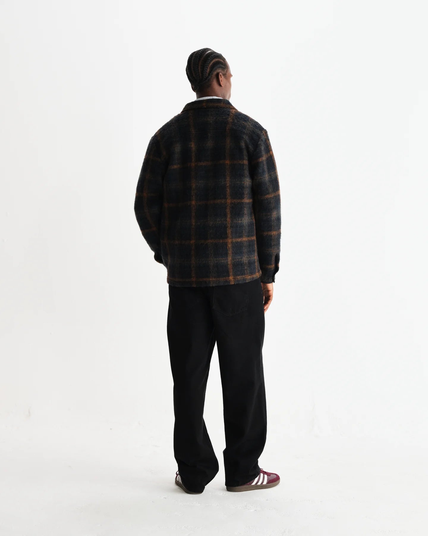 オーバーシャツ DRAWN CHECK (TEAL/ORANGE)