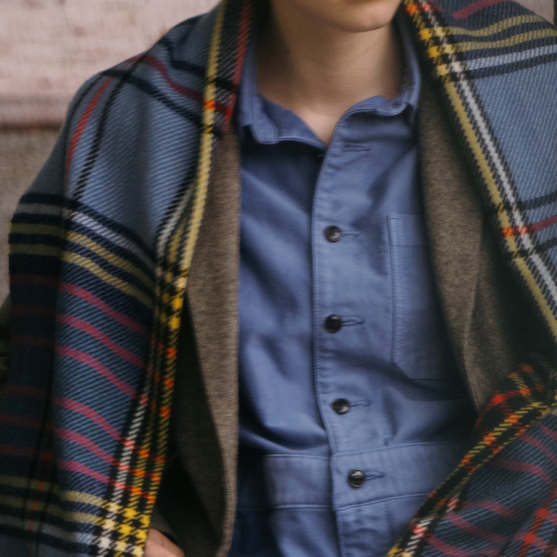 カシミヤストール ヴァリアスチェック(ソフトサファイア、レッド、グリーン、ホワイト、イエロー)50x190_VC51805 Joshua Ellis