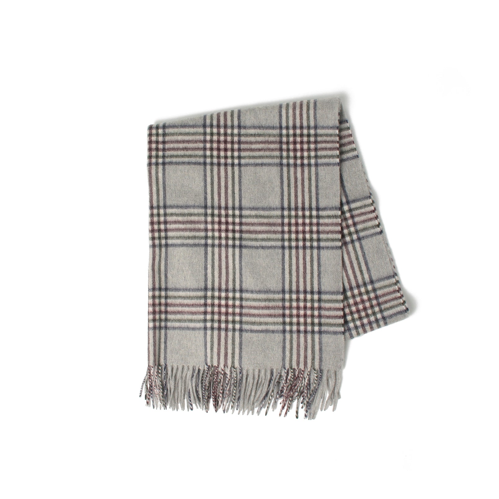 カシミヤストール モダンツイードチェック(ライトグレー・ミディ―バルブルー・ホワイト・ボルドー)70×190_CPG50724 Joshua Ellis