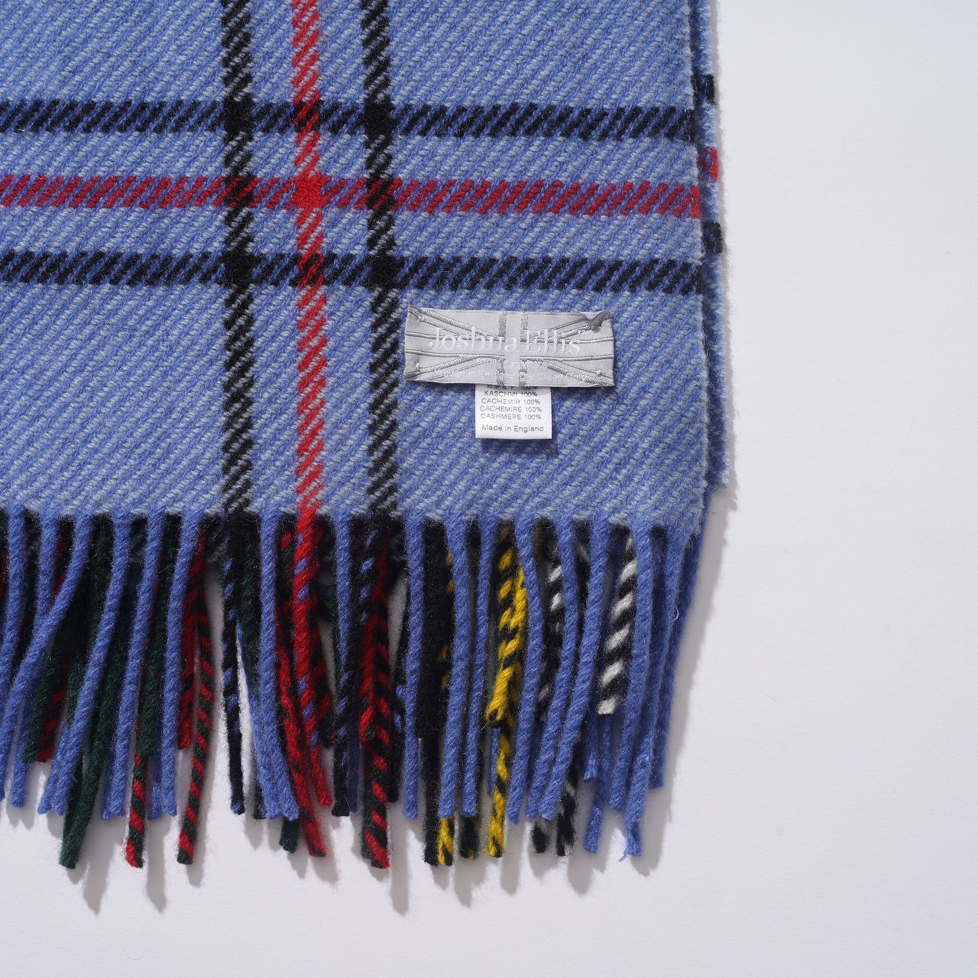 カシミヤストール ヴァリアスチェック(ソフトサファイア、レッド、グリーン、ホワイト、イエロー)50x190_VC51805 Joshua Ellis