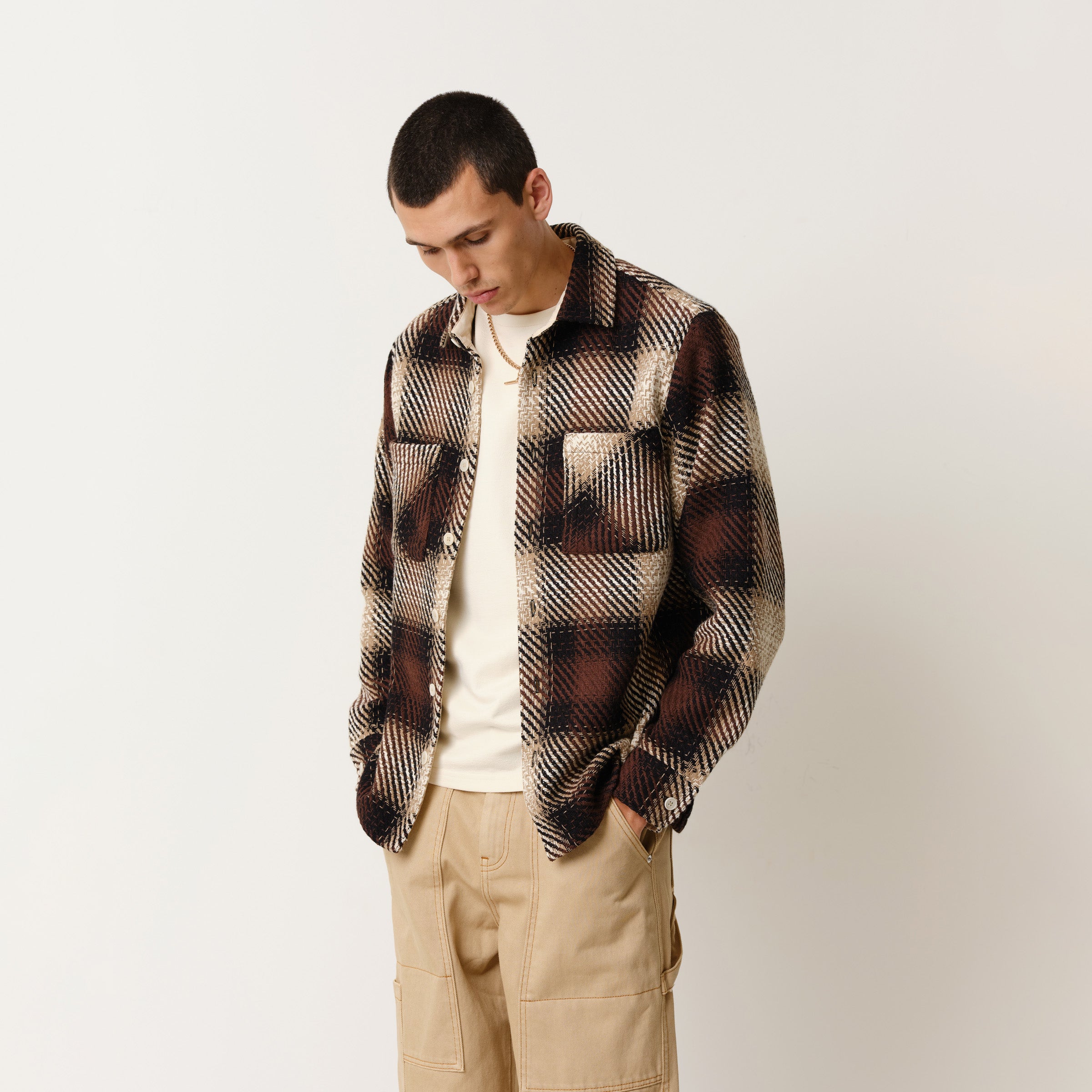 【ワックスロンドン】男女兼用 WHオーバーシャツ|ダスクチェック(NL)wax london