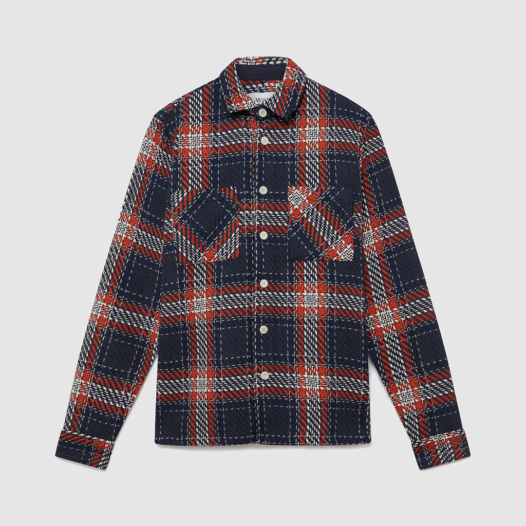 【ワックスロンドン】男女兼用 WHオーバーシャツ|パークチェック(NV/RS)wax london