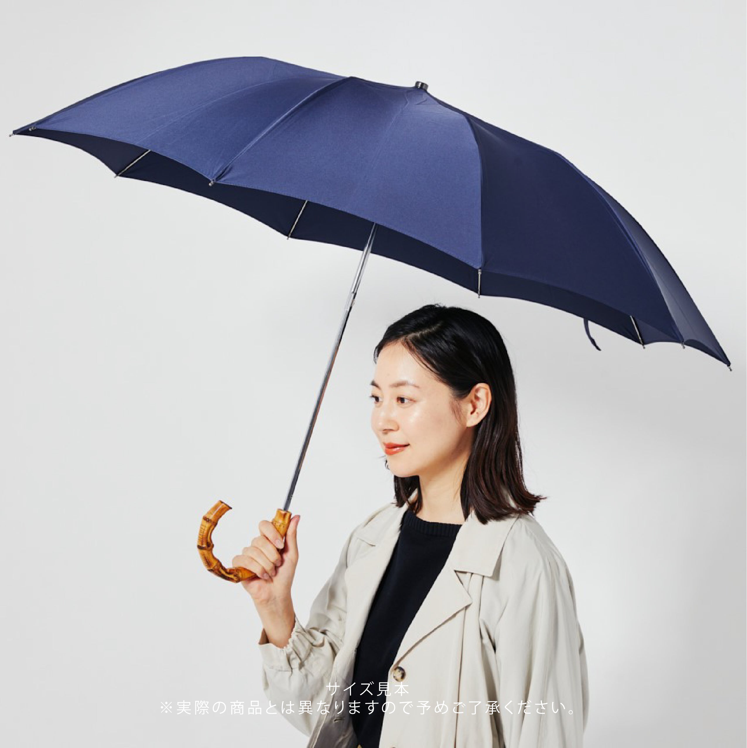 TL4 Whangee Crook | 折りたたみ傘 | アーチ型ハンドル | ワンギー | 晴雨兼用傘 (598 NAVY)