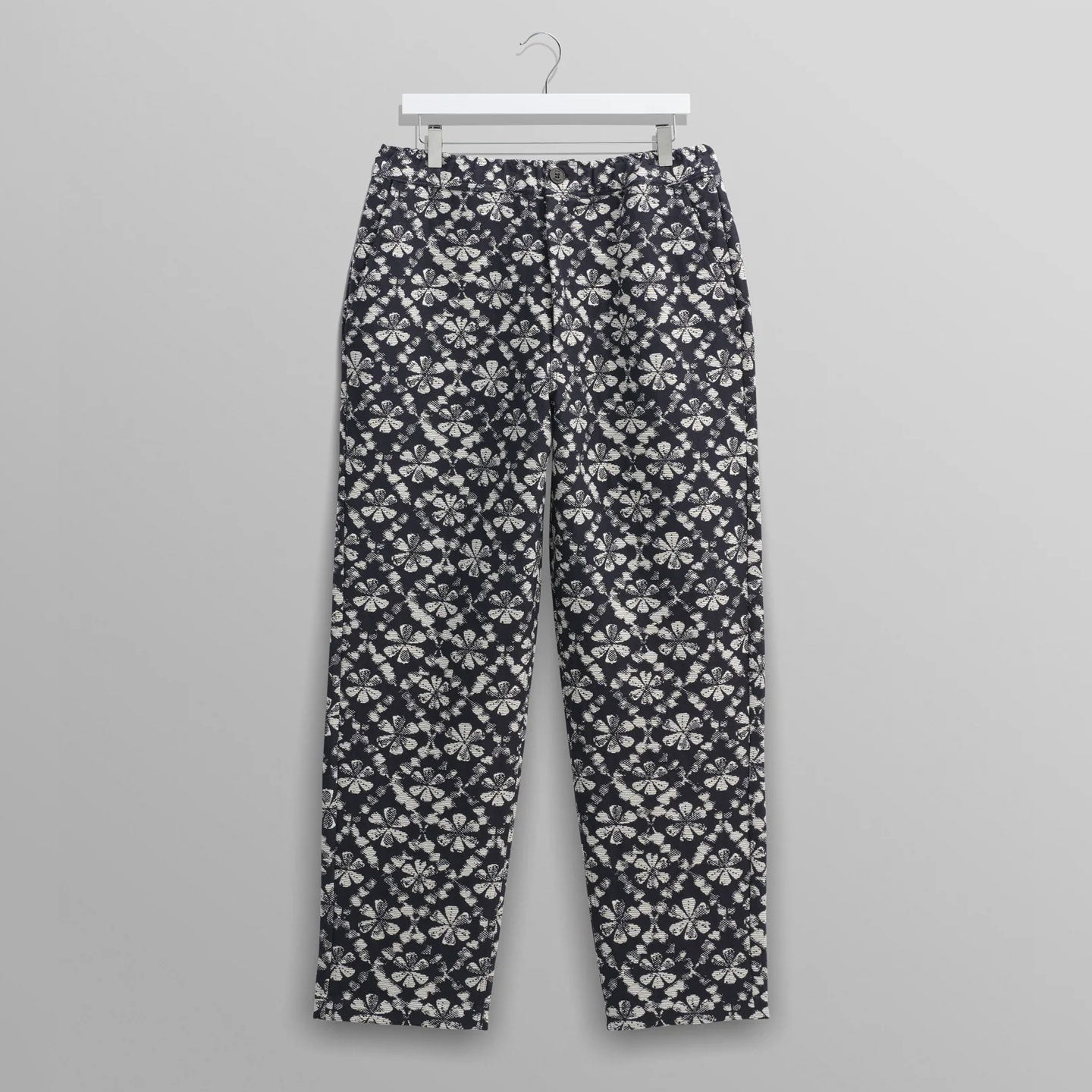 カートトラウザーズ FLOWER STAMP JCQUARD (NAVY/ECRU)