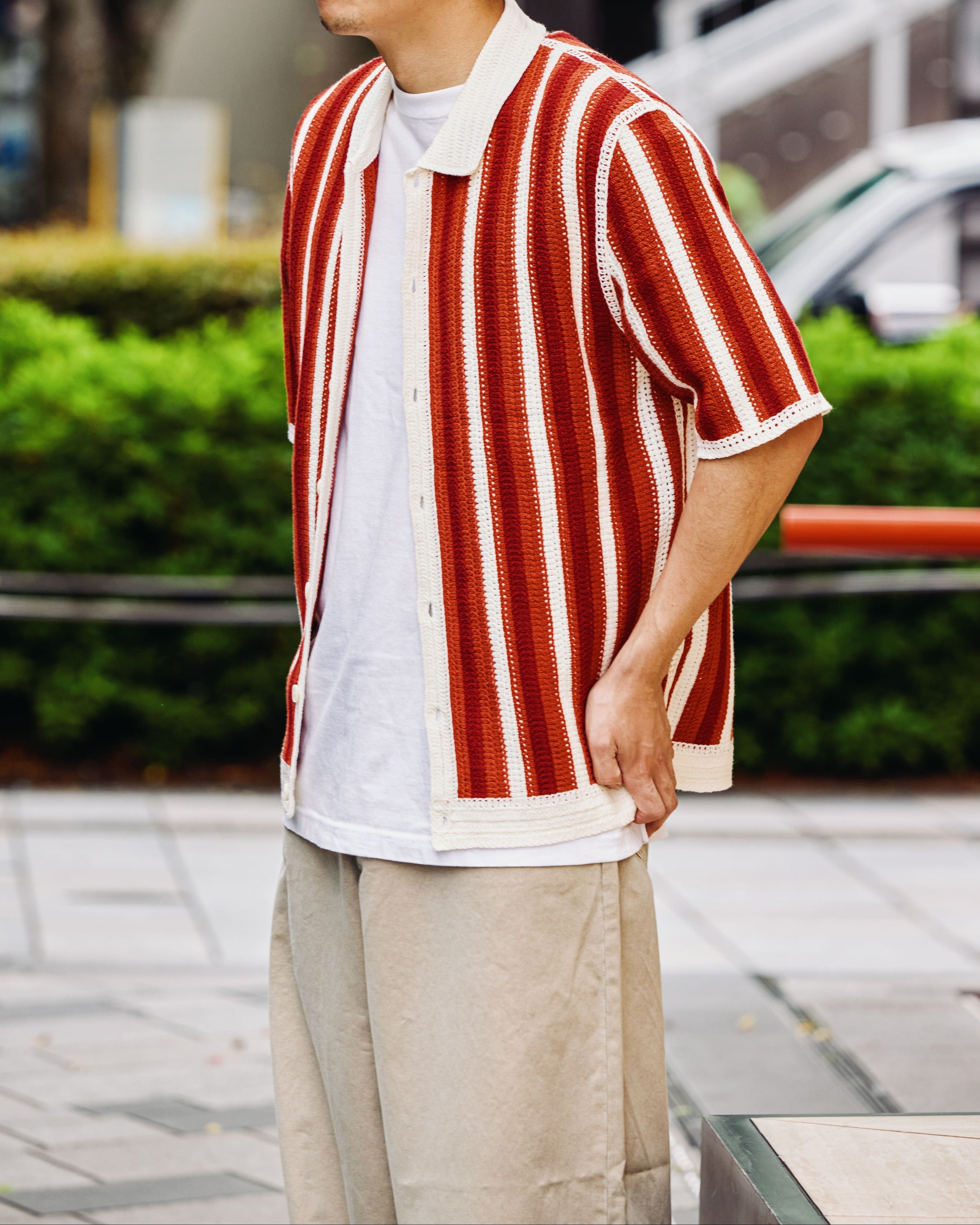 ポルトシャツ STRIPE (ECRU/ORANGE)