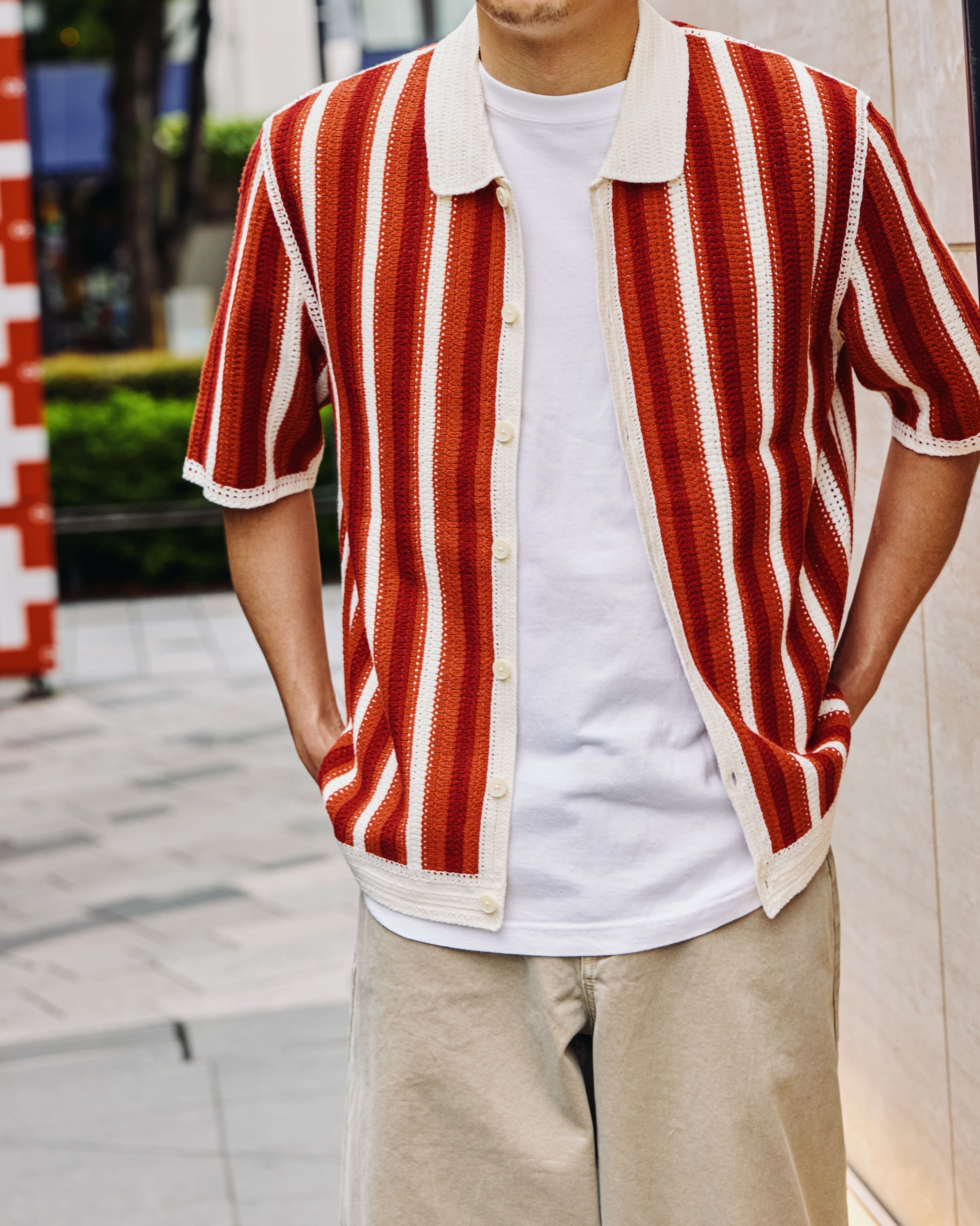 ポルトシャツ STRIPE (ECRU/ORANGE)