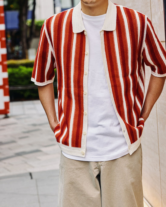 ポルトシャツ STRIPE (ECRU/ORANGE)