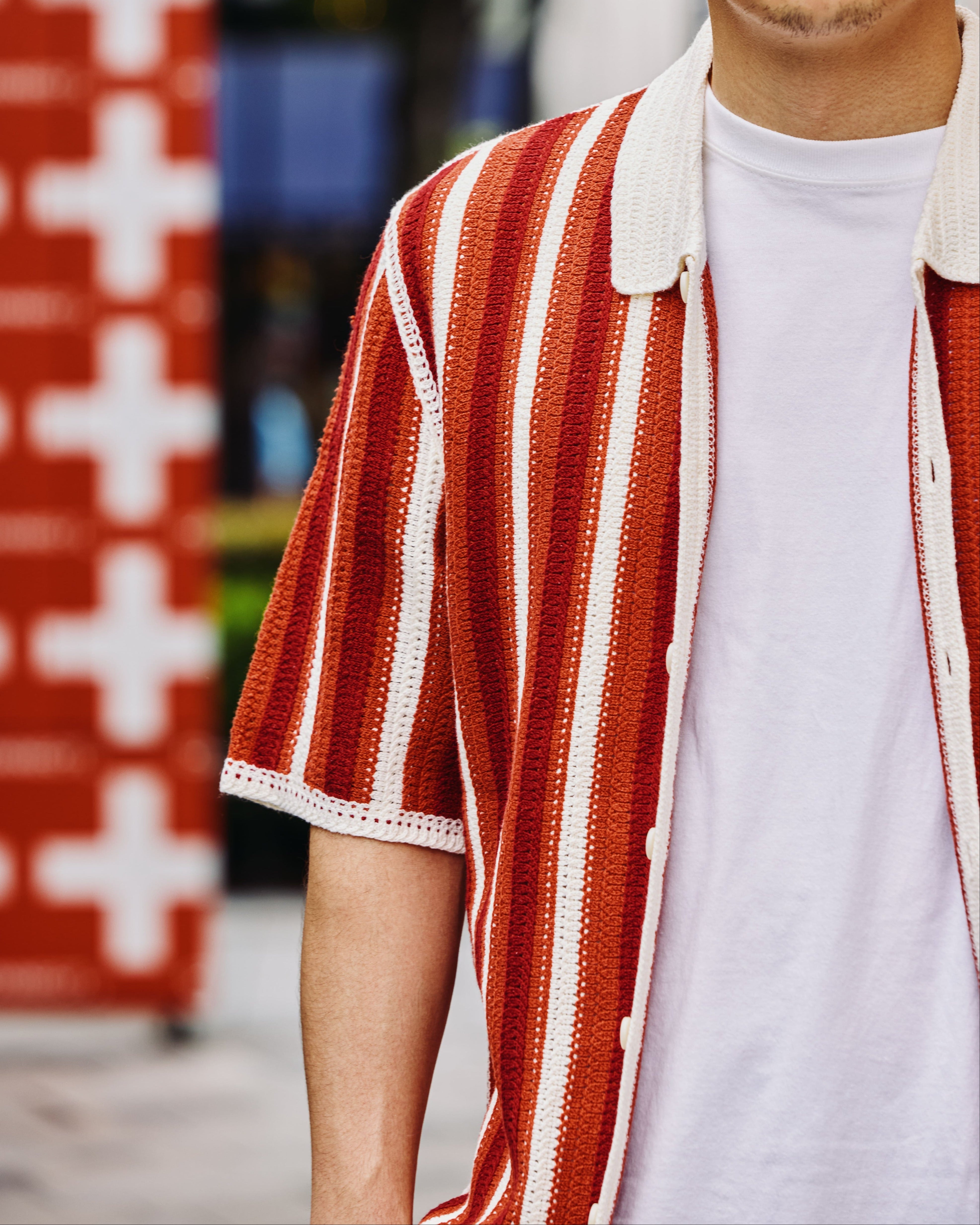 ポルトシャツ STRIPE (ECRU/ORANGE)