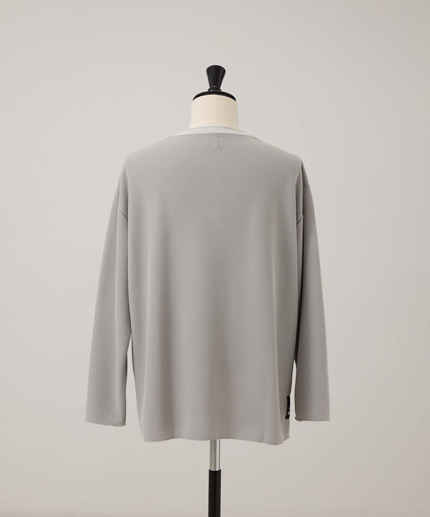 E410RA ワッフルヘンリーシャツ (LIGHT GREY)